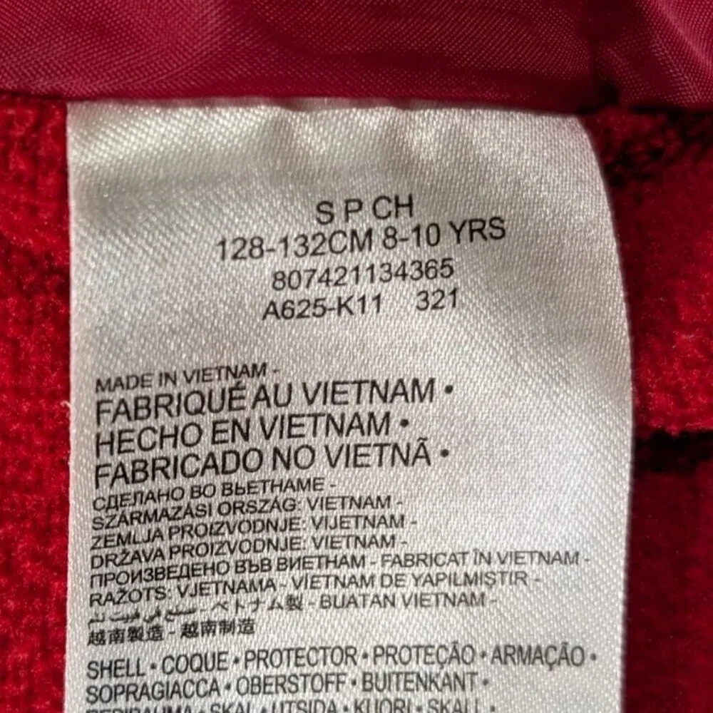 Jordan Youth Small 8-10 Grey Camo Puffer Vest Hoodie Jacket Red Fleece Lined
